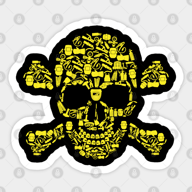 Skull Welding Tools Sticker by damnoverload